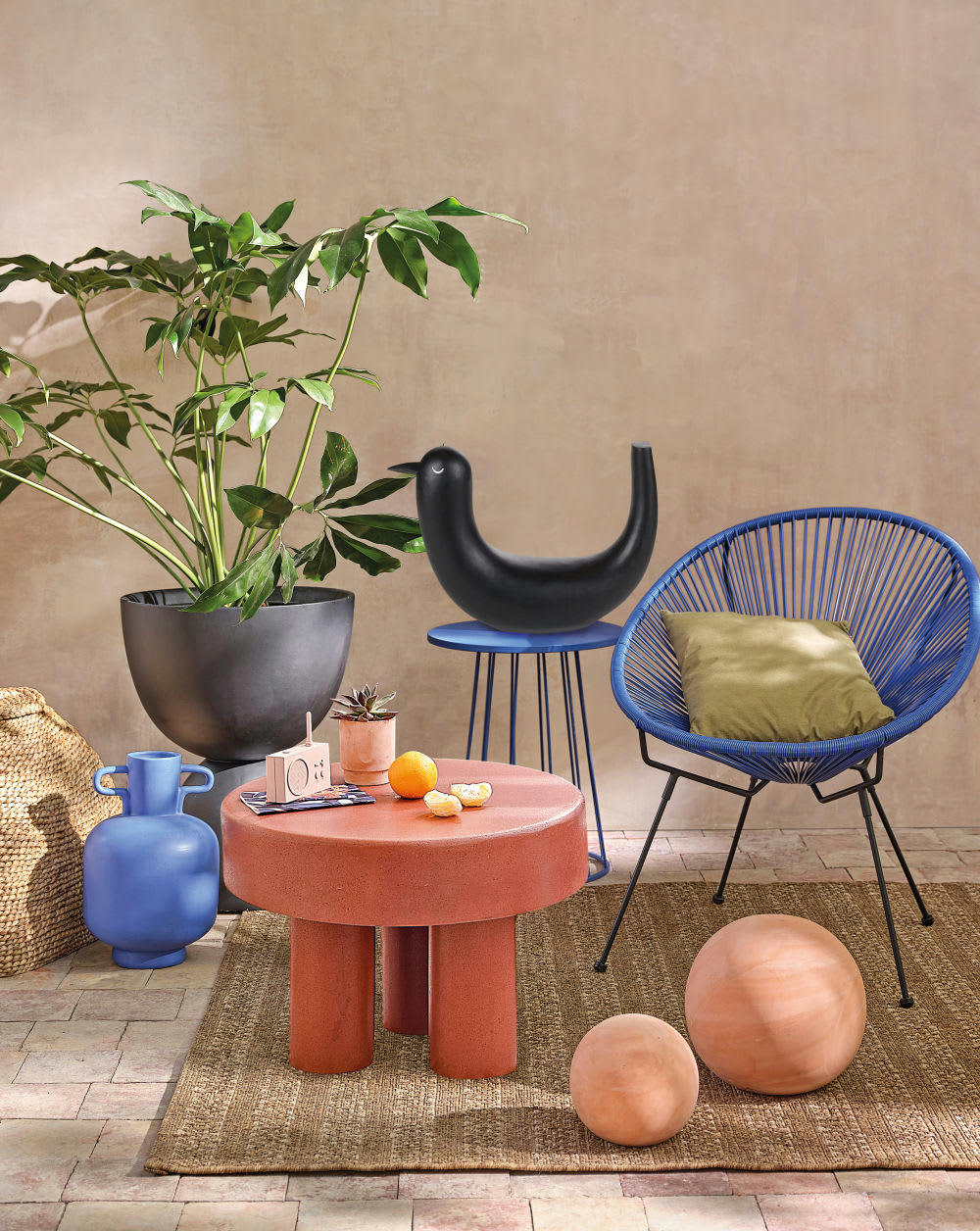 København - Statuette oiseau noir H45