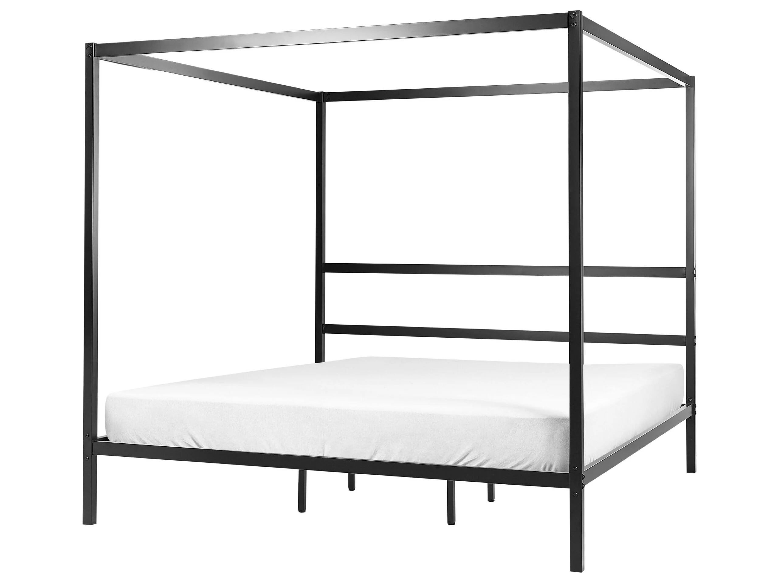 Łóżko metalowe 180 x 200 cm z baldachimem czarne