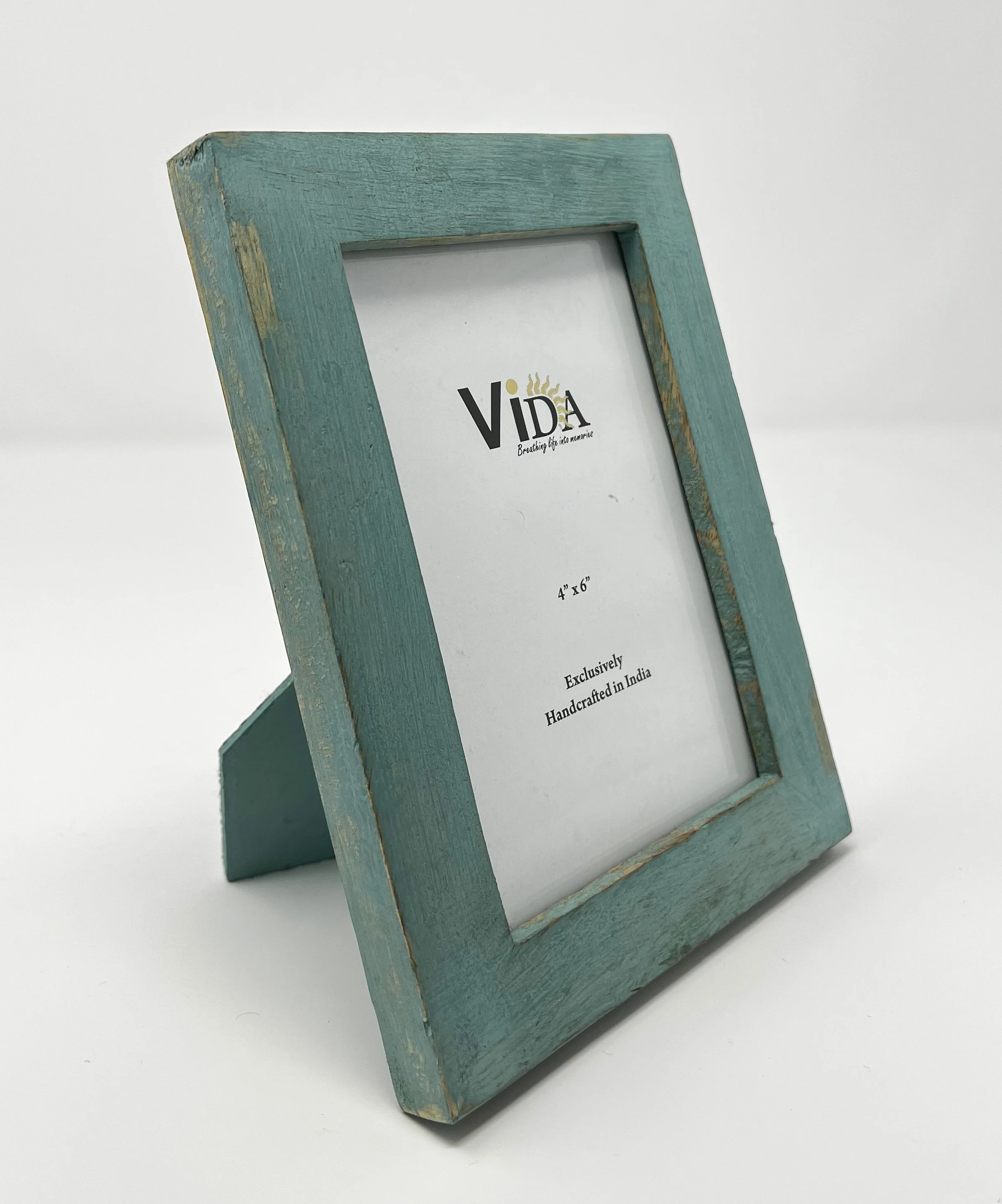 Handmade Mango Wood Photo Frame: Distressed Seafoam Green, 4x6