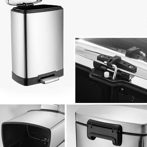 SOGA 4-Pack 12L Silver Stainless Steel Foot Pedal Trash Bin