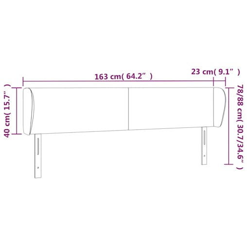 NNEVL Headboard with Ears Black 163x23x78/88 cm Faux Leather