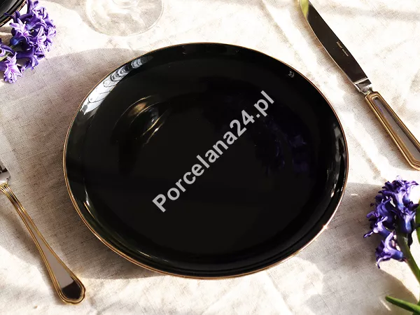 Komplet talerzy na 6 osób (18 el.) Chodzież - City Gold Black