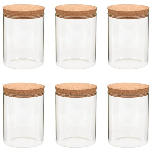 NNEVL Storage Glass Jars with Cork Lid 6 pcs 650 ml