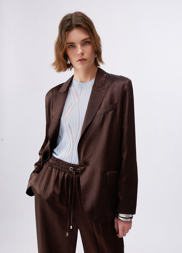 Blazer in raso con cintura