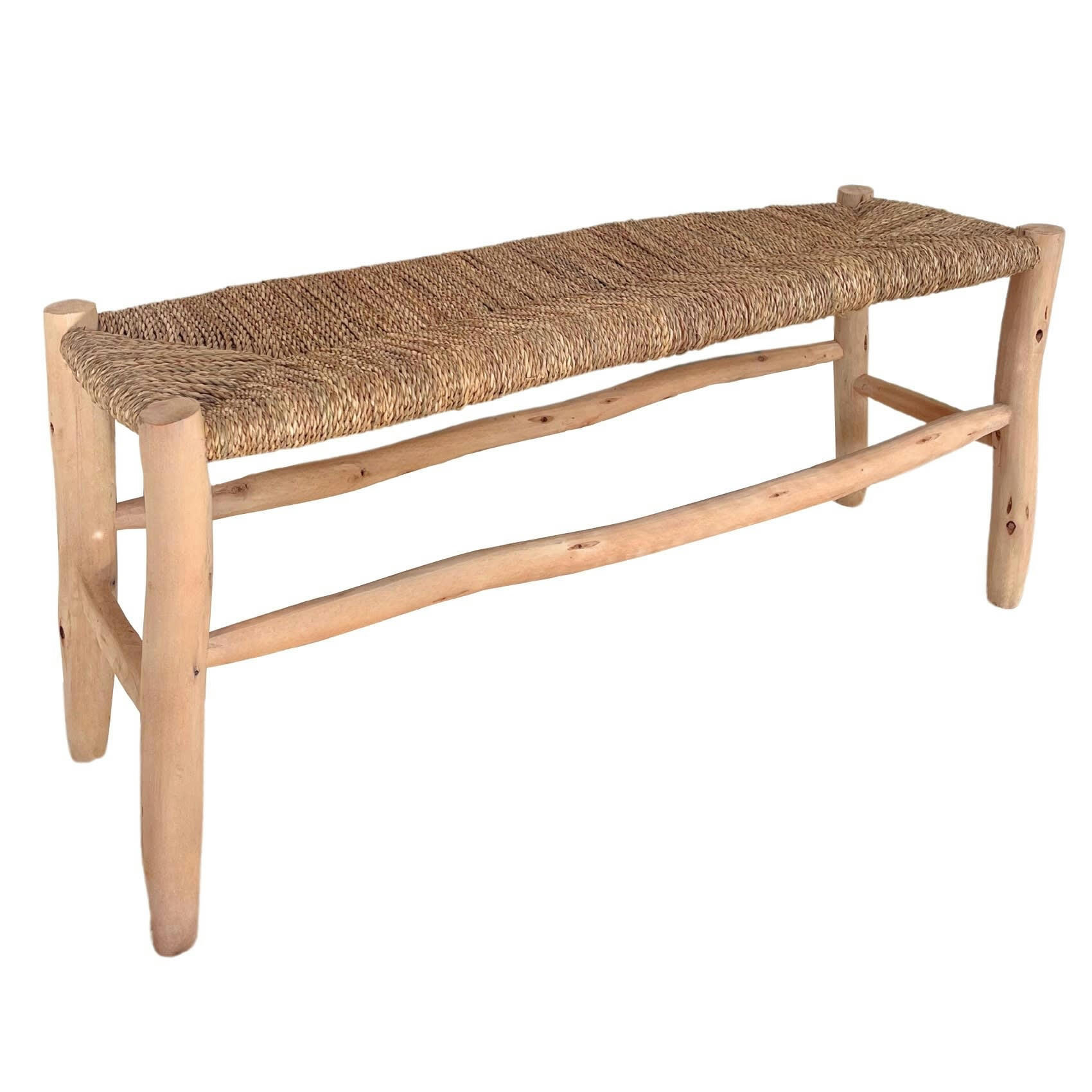 - Banc marocain  tressage central bois naturel 100 cm