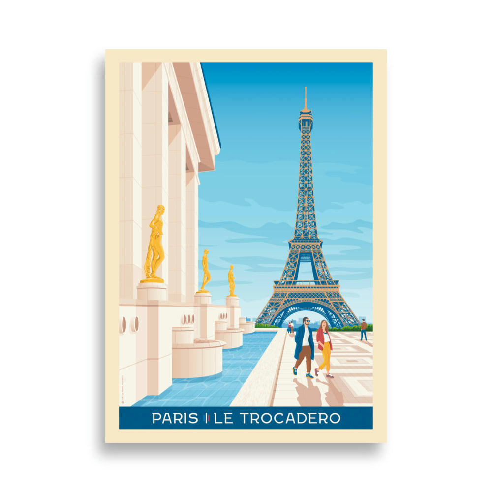 - Affiche Paris France - Tour Eiffel | Esplanade du Trocadero 50x70 cm