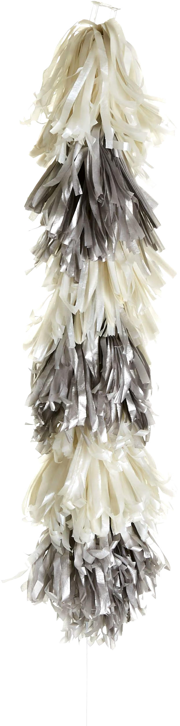 Tassel Fringe Balloon Weight Tail Accessory, Silver/White, 6-ft, for Graduation/New Year's Eve