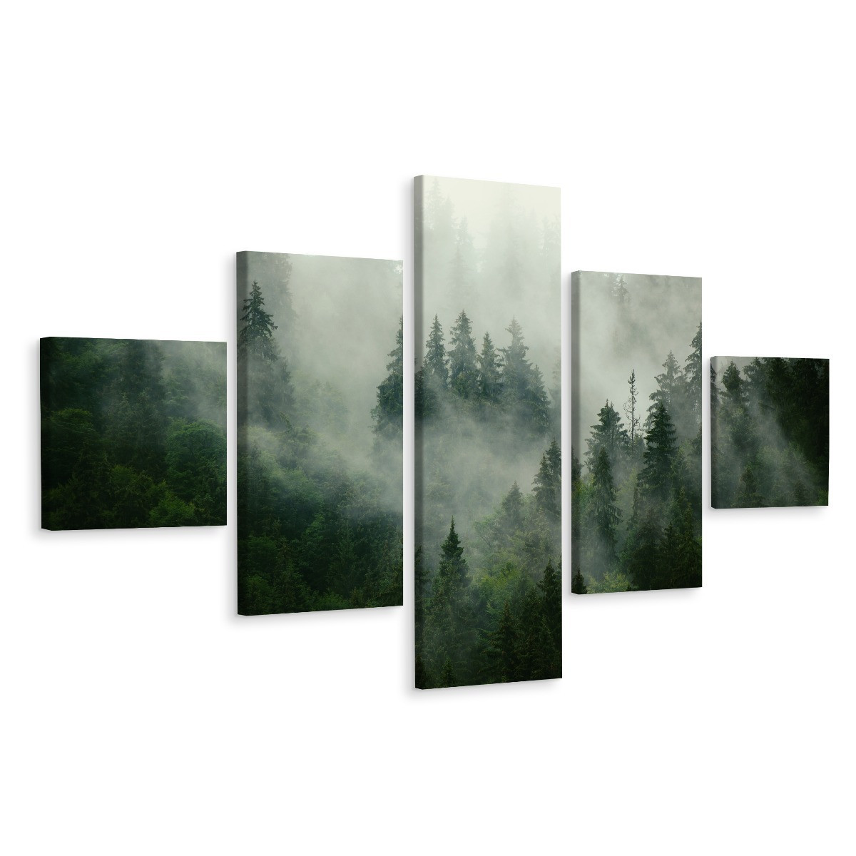 Obraz 5 Częściowy Las We Mgle Pejzaż 3D 150x90cm