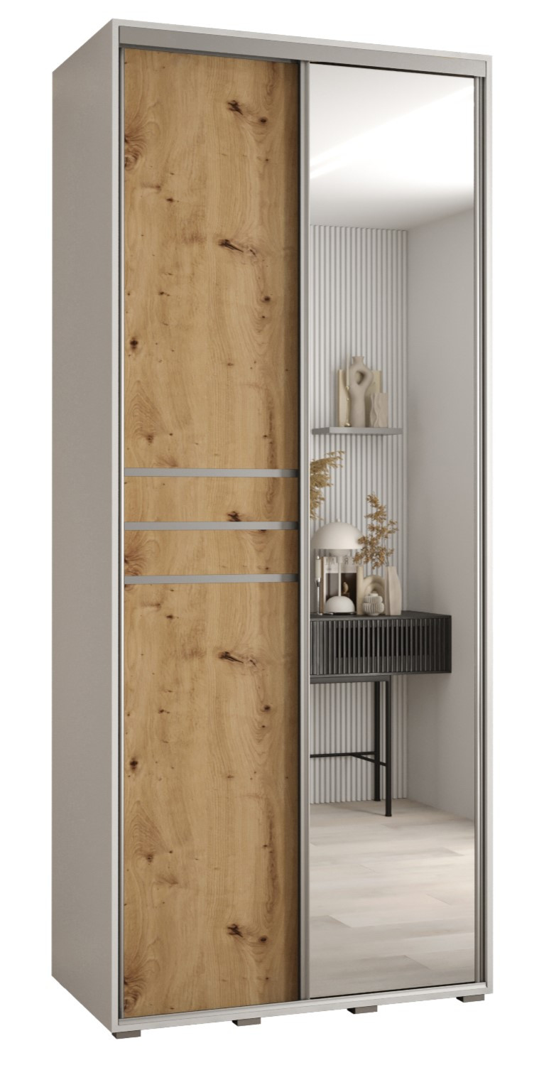 Szafa przesuwna 45 wysoka Davos 11 100 biały artisan srebrny