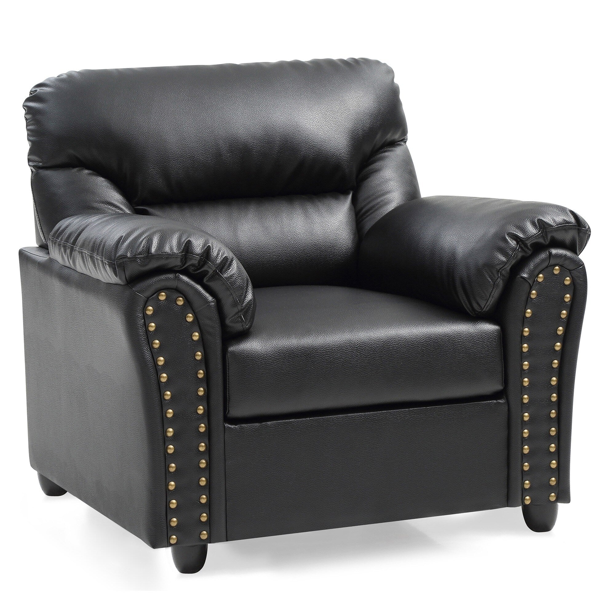 Velvet Upholstered Accent Chair with Padded Arms - 39 - Black