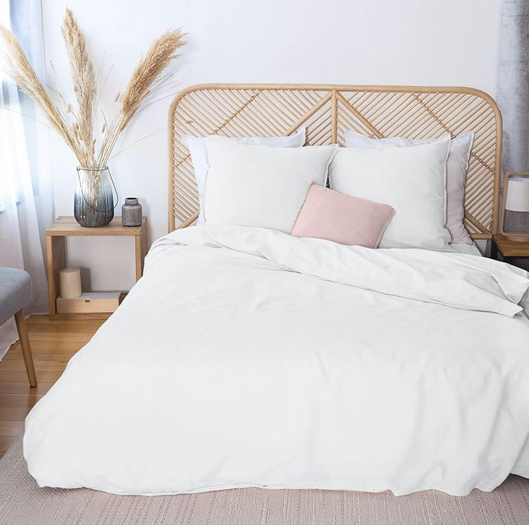 LIN MÉTIS UNI - Parure housse de couette lin/coton blanc 240x260 cm