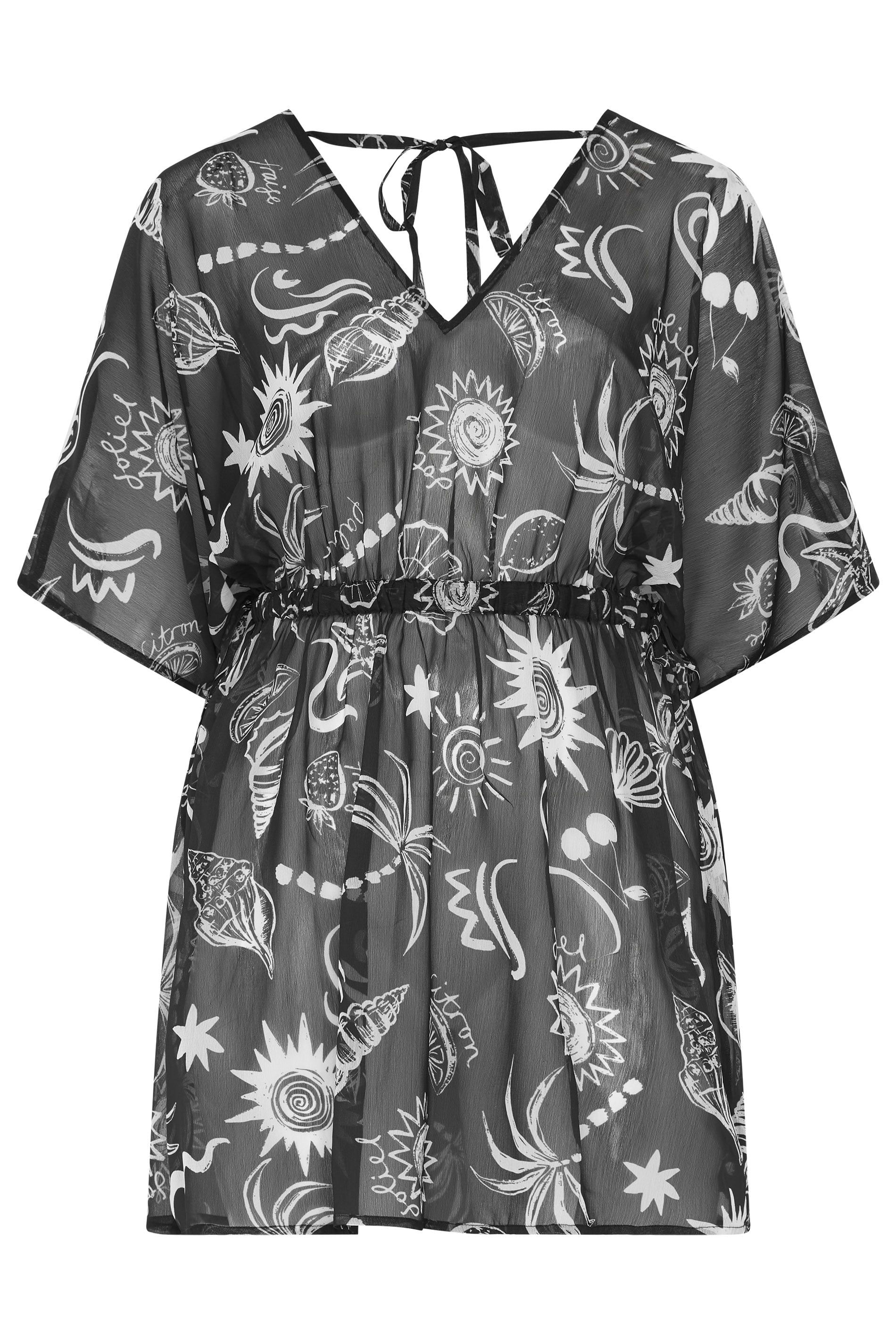 Yours Mesh Flower Print Beach Kaftan