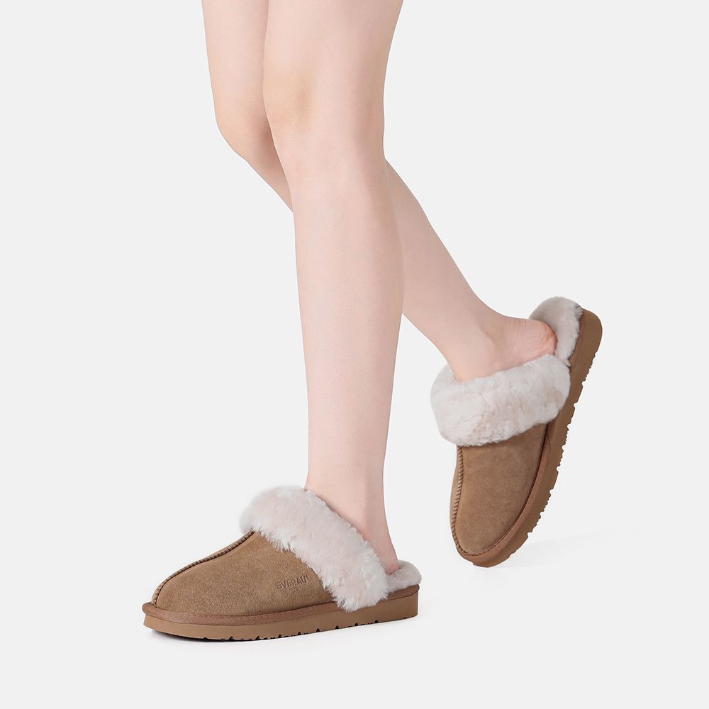 EverAu Australia Real Sheepskin Raven Slippers with EVA Sole