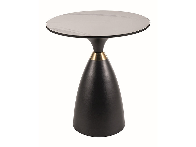Ława GEMINI 50x50 biały marmur/czarny mat