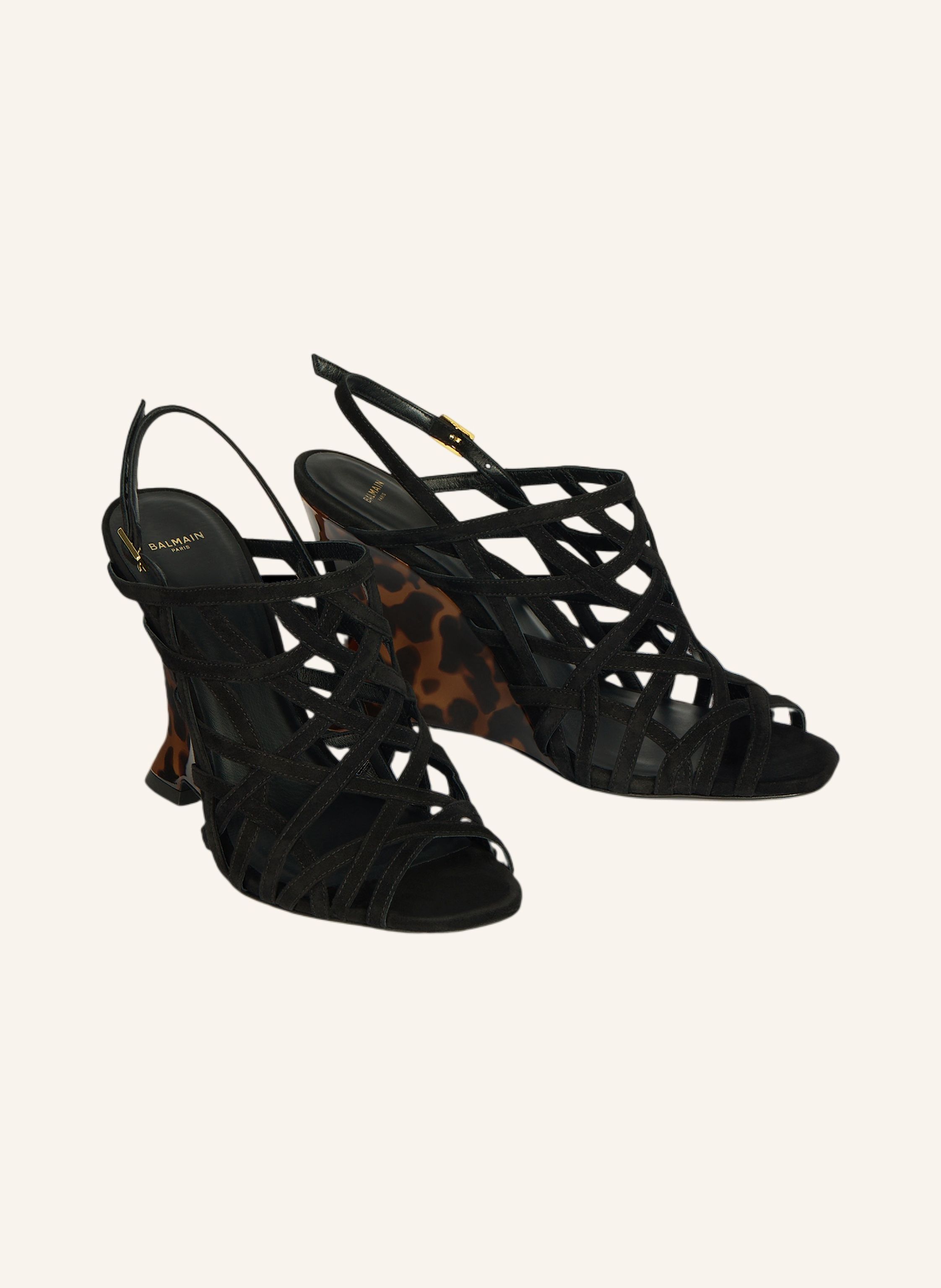 BALMAIN Sandalen Wedge Cage aus Wildleder