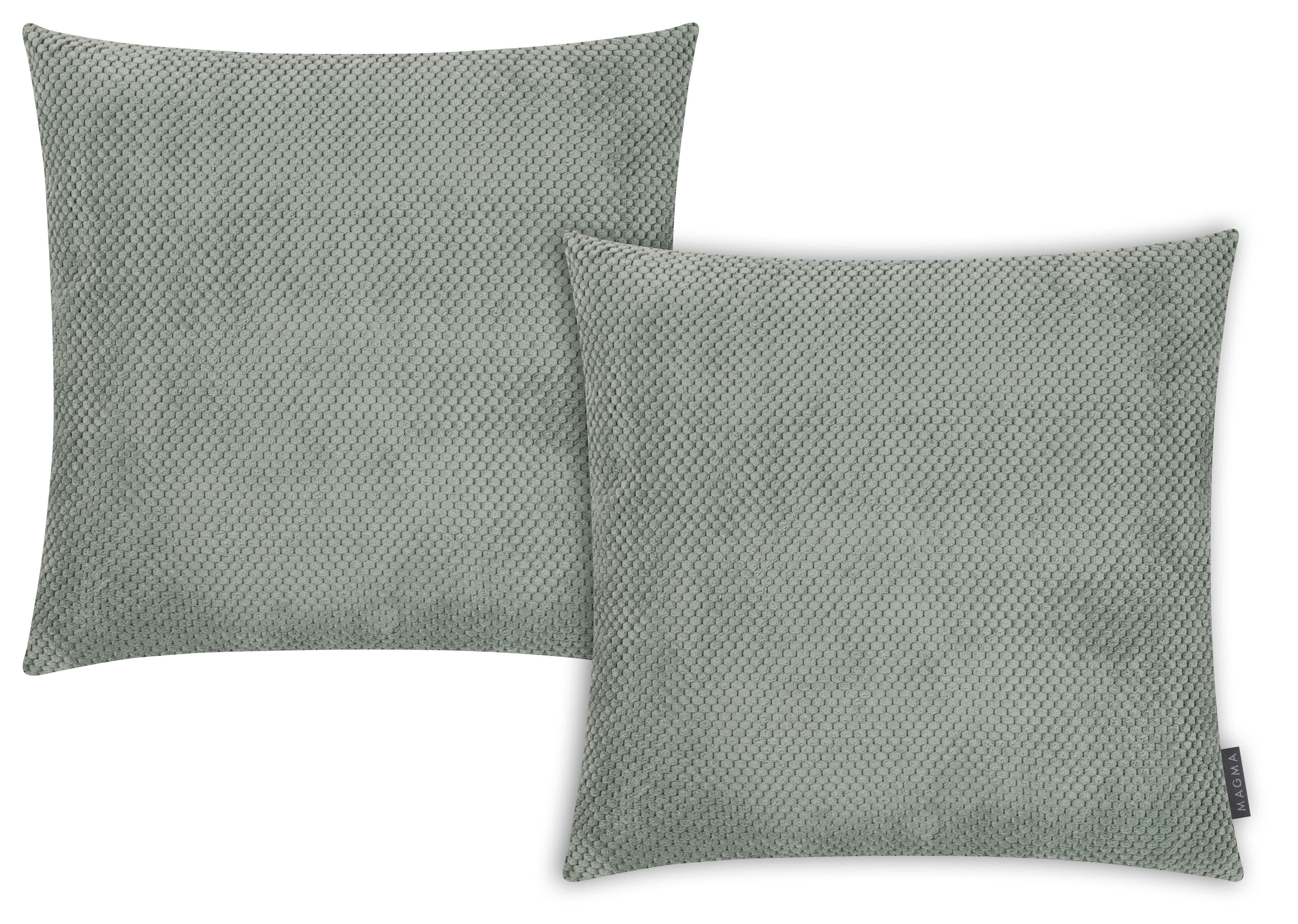 COMODO - Housses de coussin en velours avec relief sauge-Lot de 2-50x50