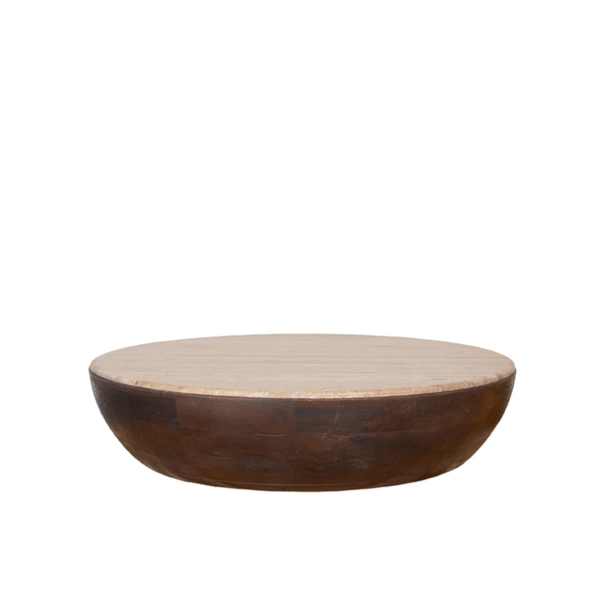 LABEL51 Salontafel Bowl - Travertin Hout - 90x90x25cm