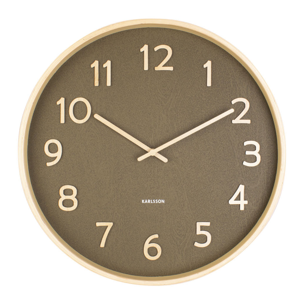 Karlsson Pure Wood Grain Klok - Mosgroen