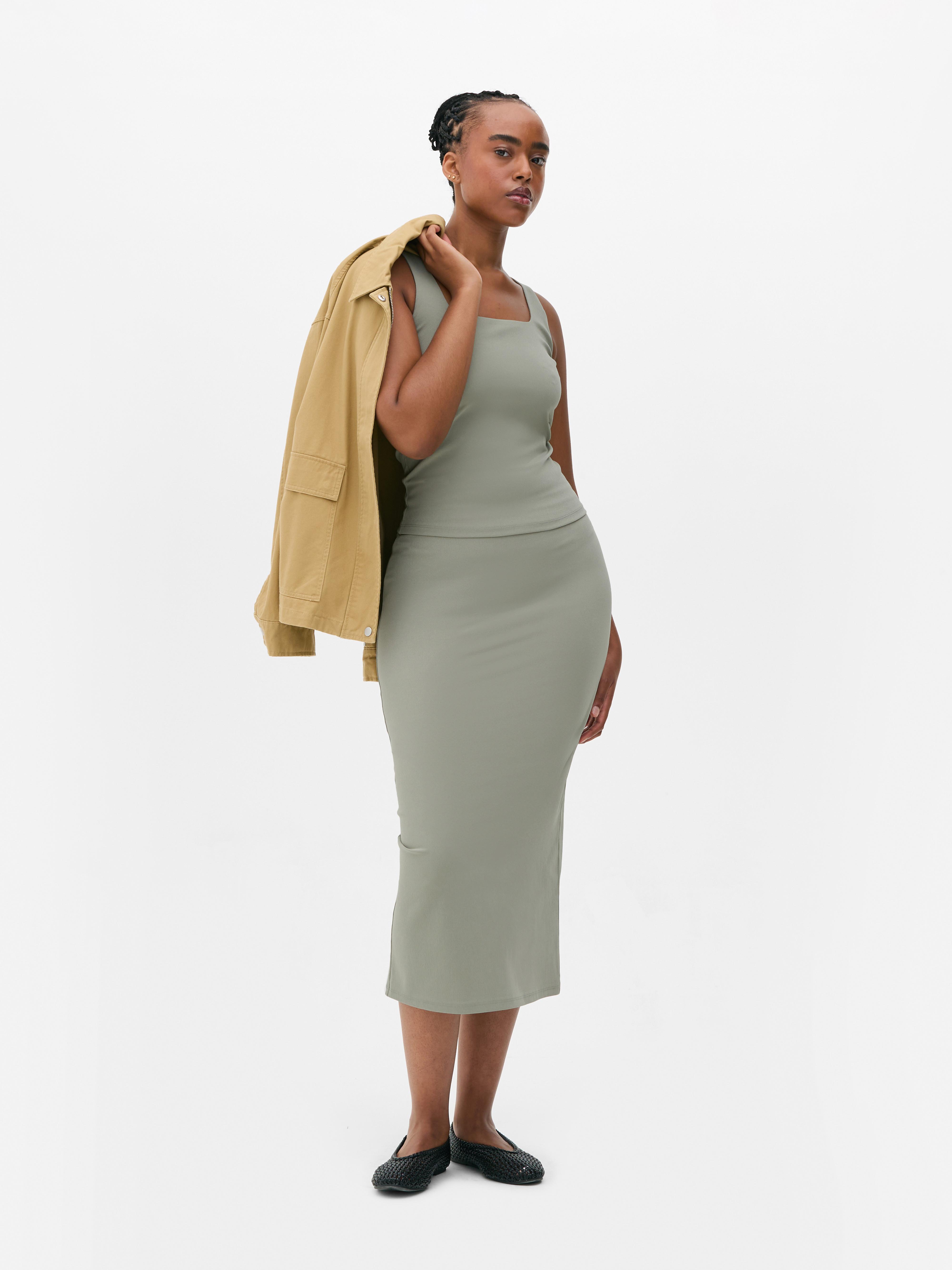 Crepe Midi Skirt