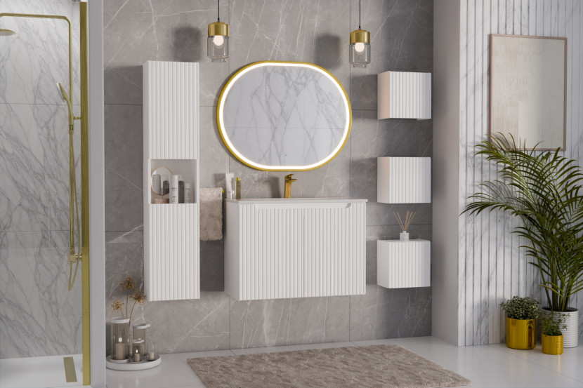 Szafka Łazienkowa Z KOSZEM 40 cm RYFLE Wisząca NOVA WHITE