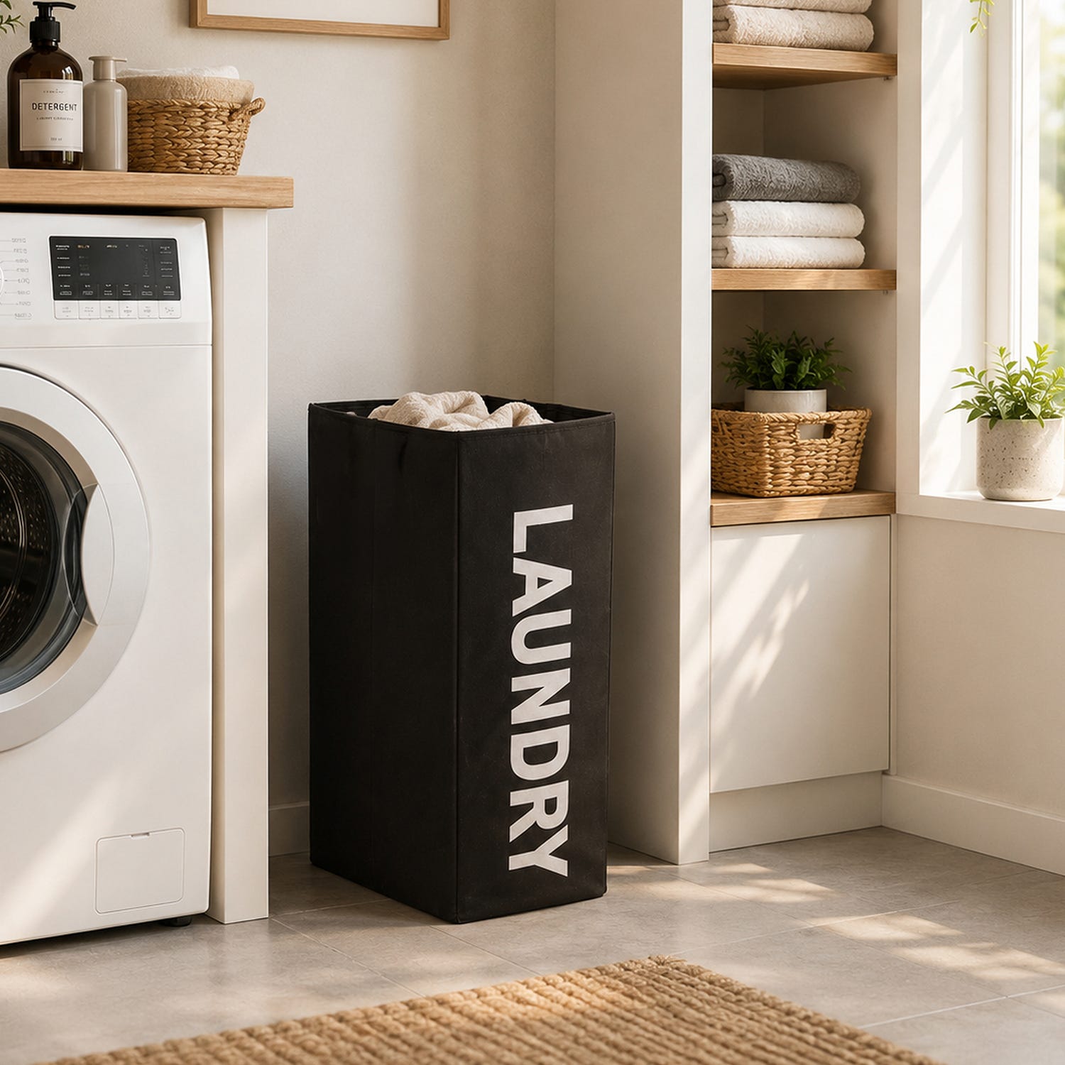 Portabiancheria con maniglie 19x39x55 cm Laundry nero