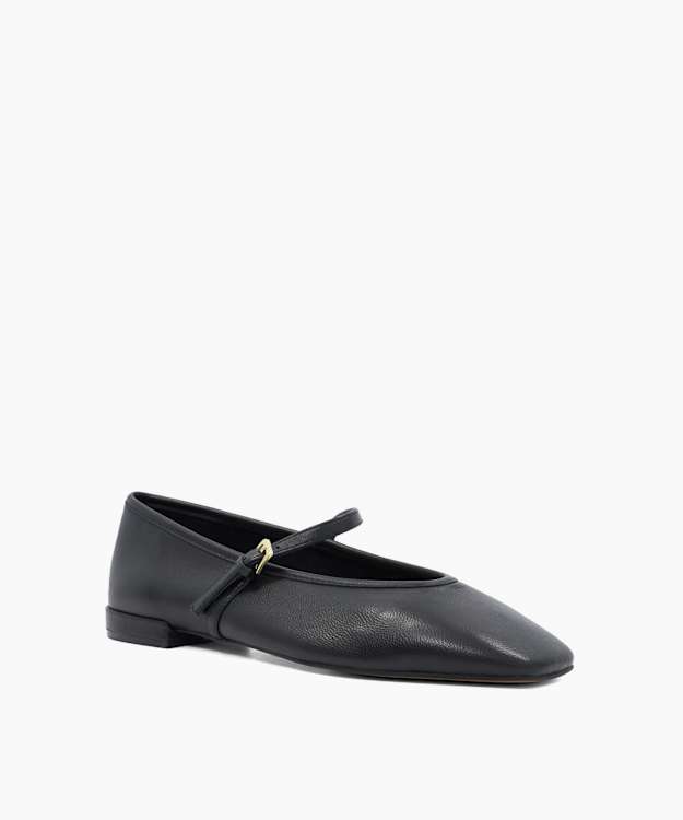Hearthrob Black - Leather Pointed Toe Mary Jane Ballet Flats
