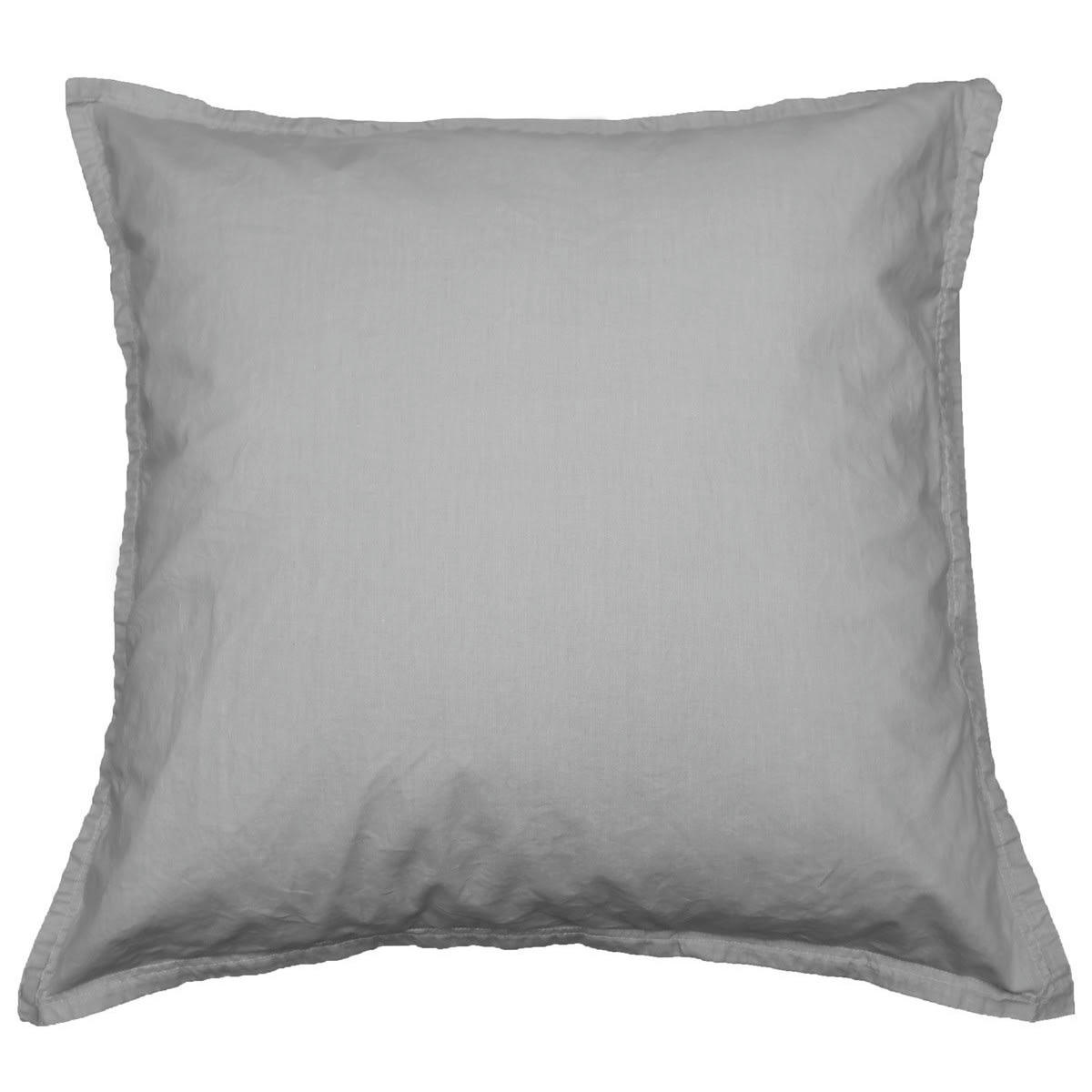 ORGANIKA - Lot de 2 taies d'oreiller en coton lavé bio Gris Perle 65x65 cm