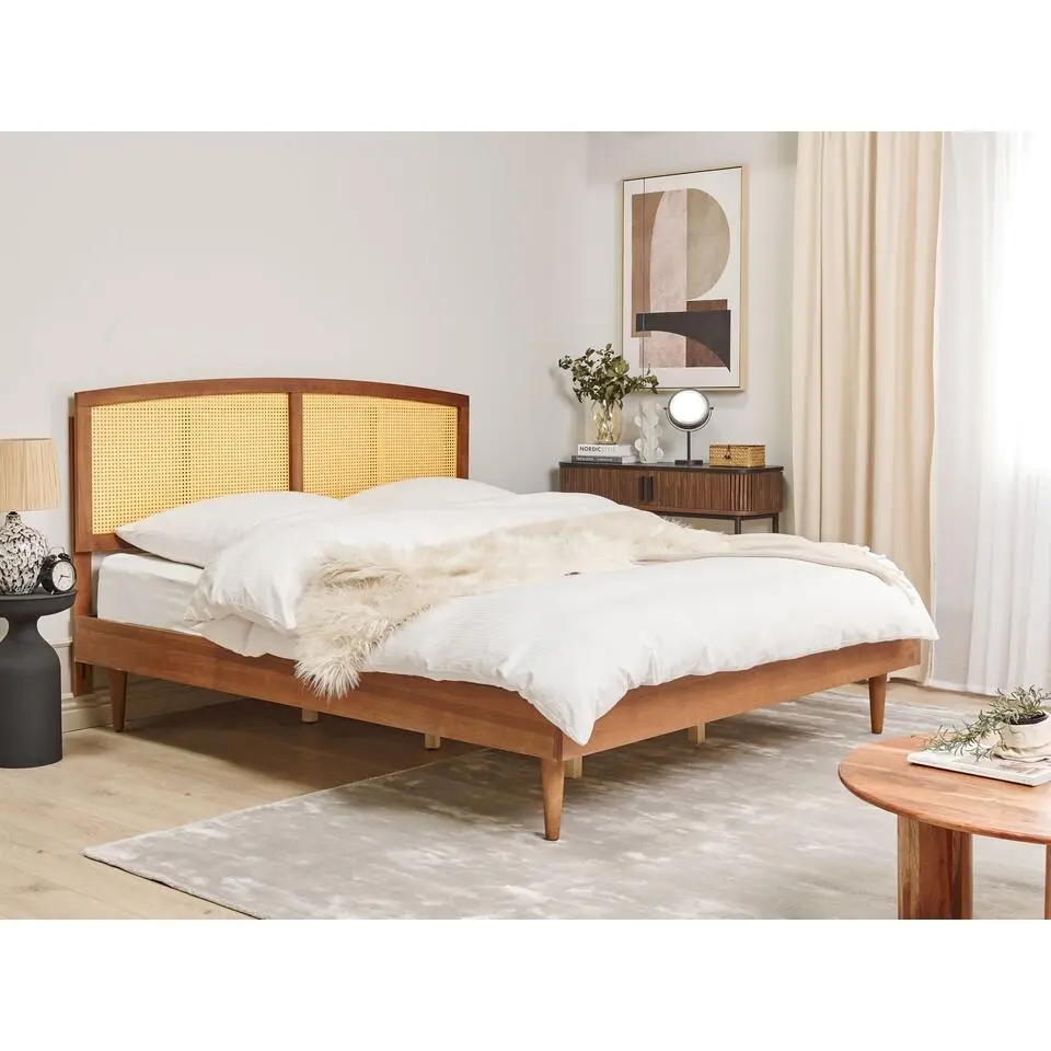 VARZY - Bed - Lichtbruin - 180 x 200 cm - Rubberhout
