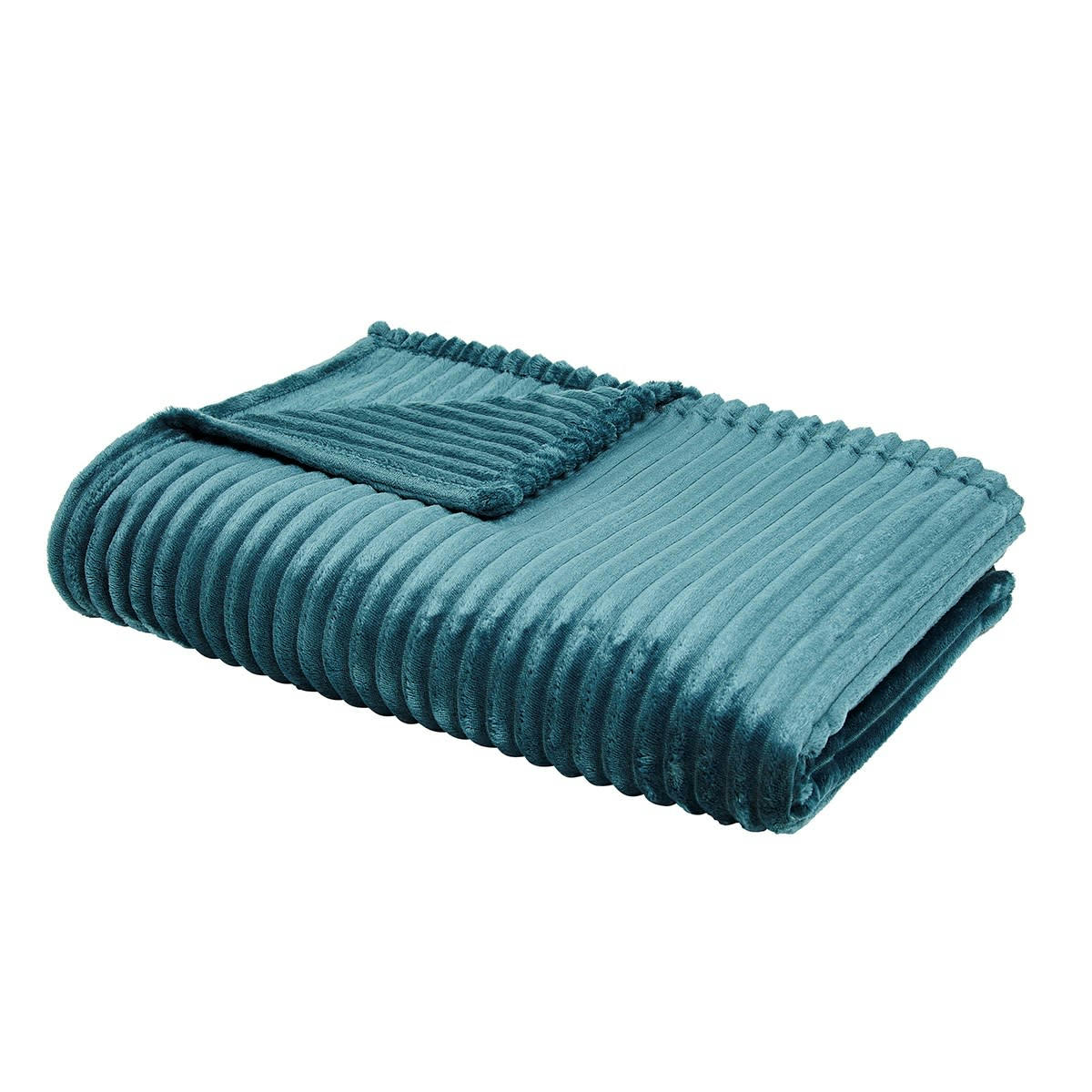 ESSENTIAL - Plaid cotelé uni en Polyester Bleu 150X200 cm