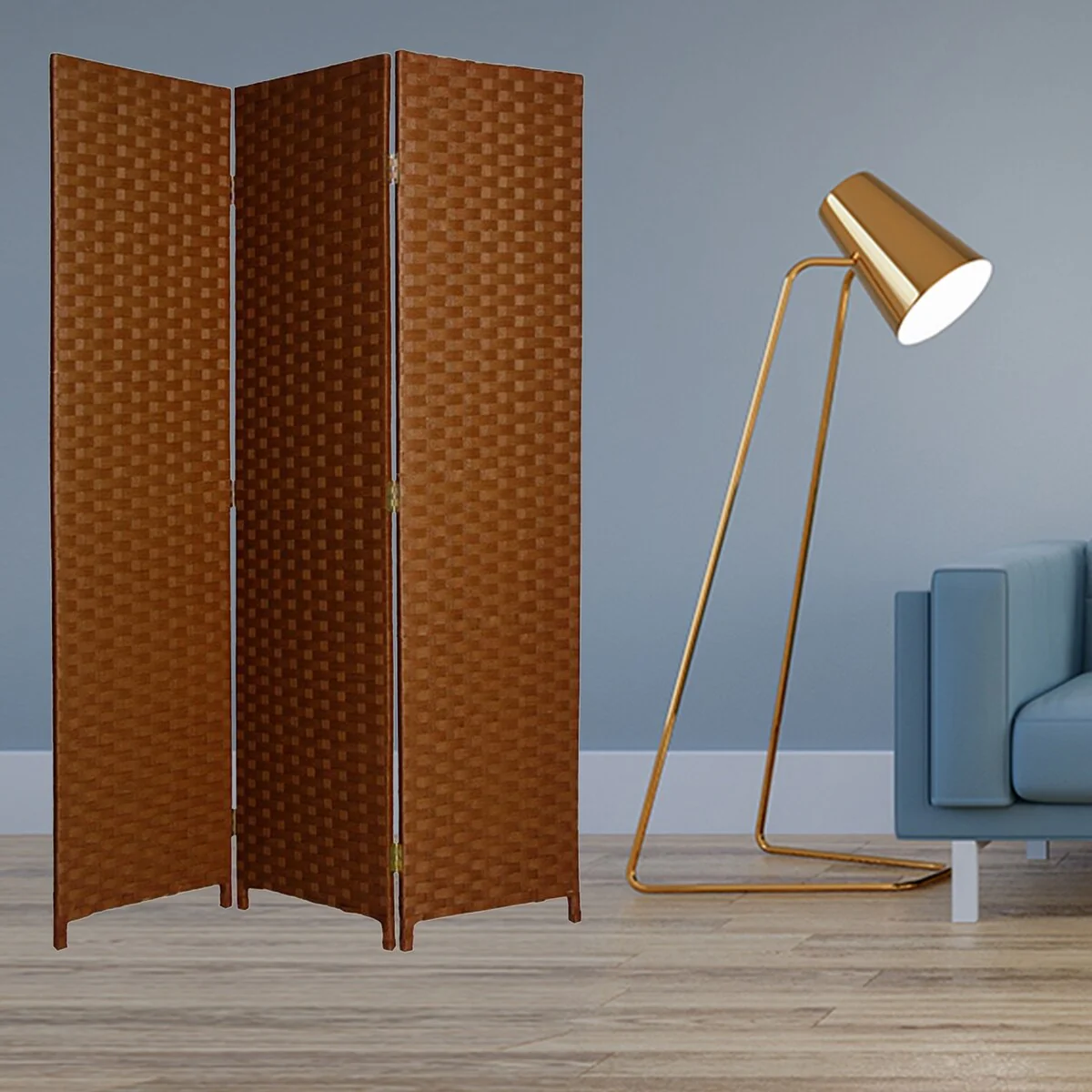 1 X 54 X 72 Dark Brown Wood 3 Panel Screen