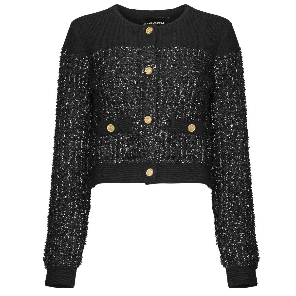 Karl Lagerfeld - BOUCLE KNIT CARDIGAN - Black