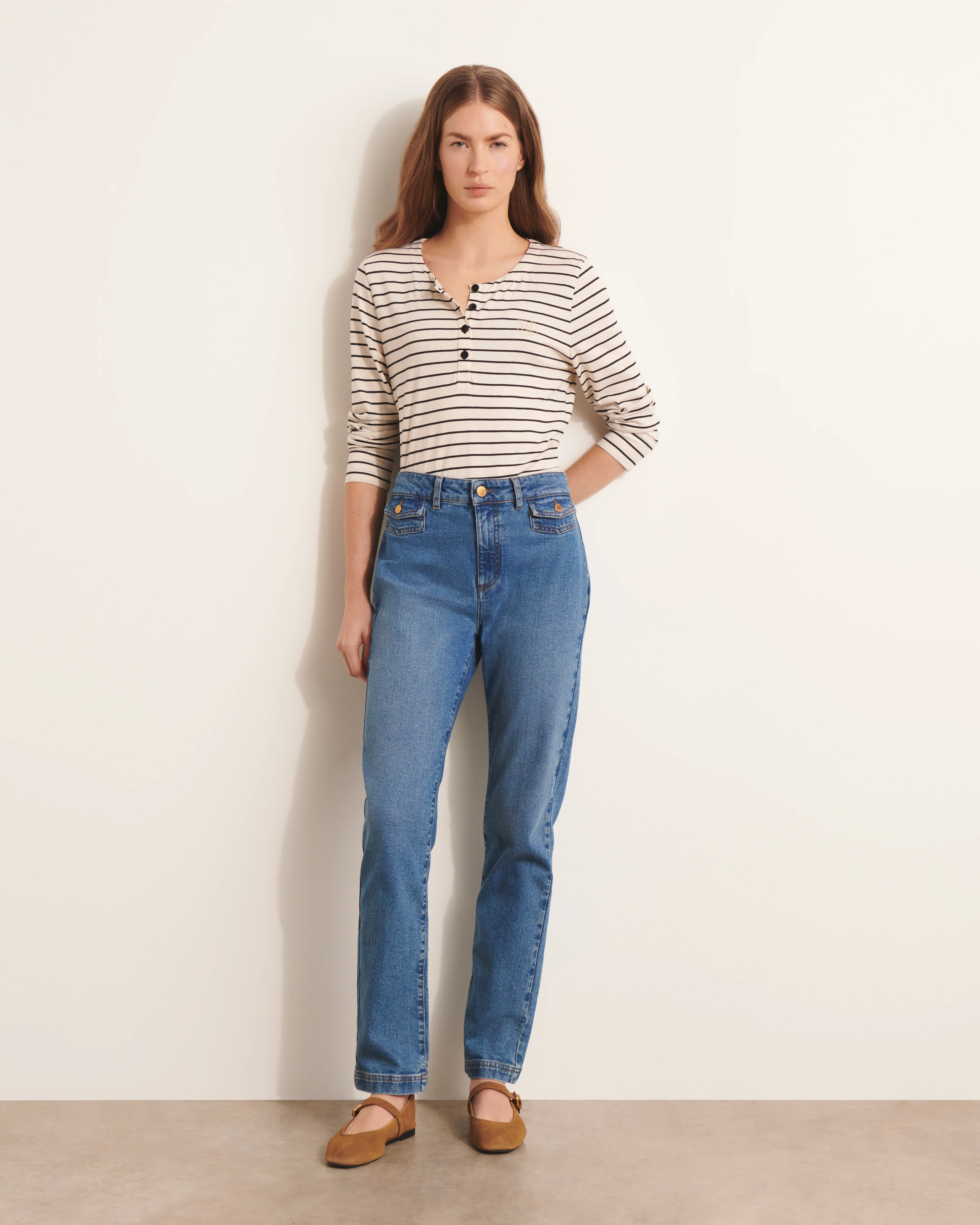 Jeans droit délavé bleu PANJEAN13-BIS/13140/301