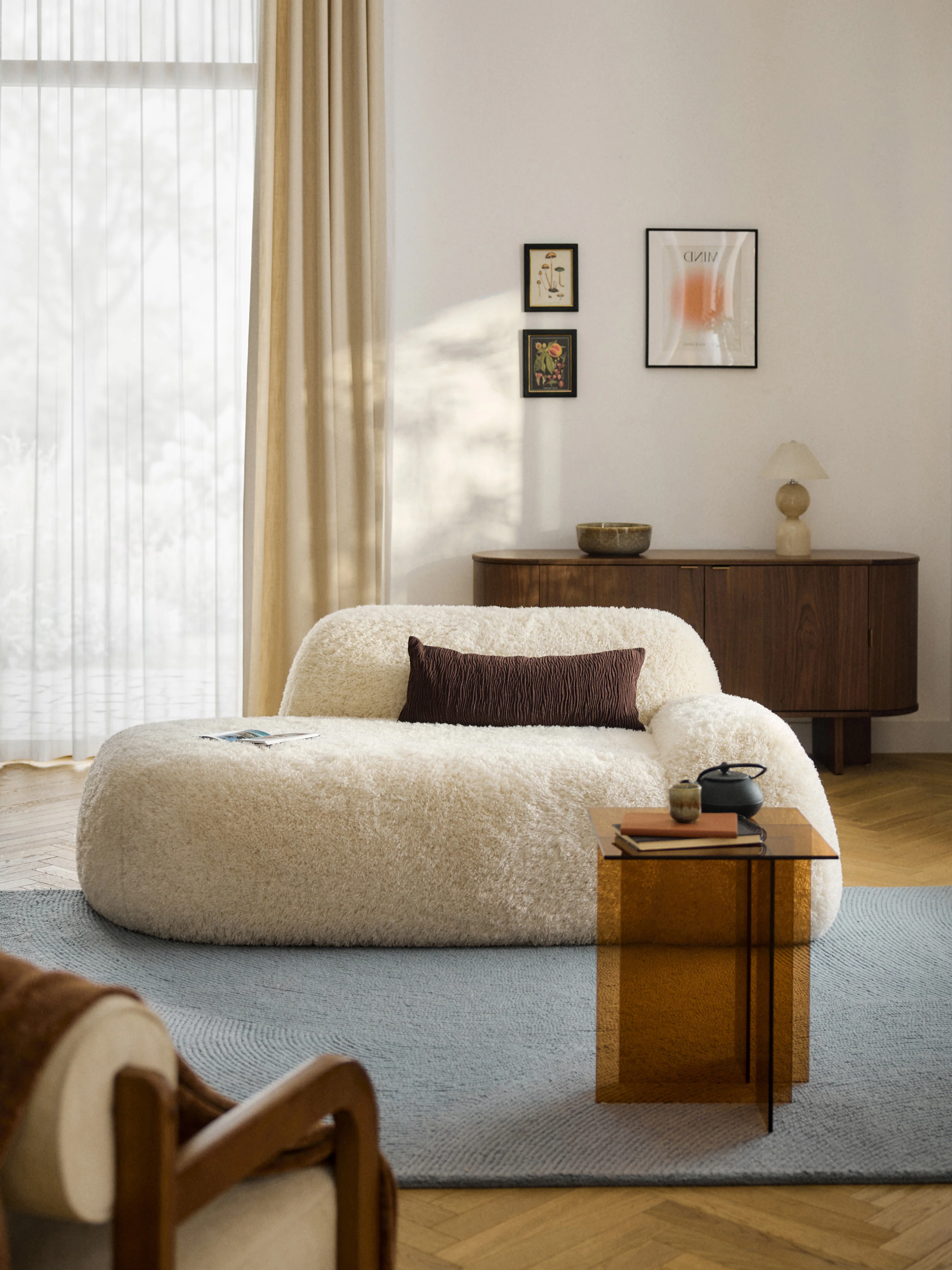 Teddy-Sofa Wolke (2-Sitzer) mit Chaiselongue-Ende