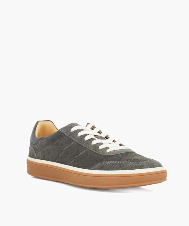 Tony Grey - Wide Fit Suede Lace-Up Trainers
