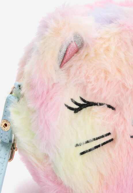 Girls Rainbow Faux Fur Kitten Bag