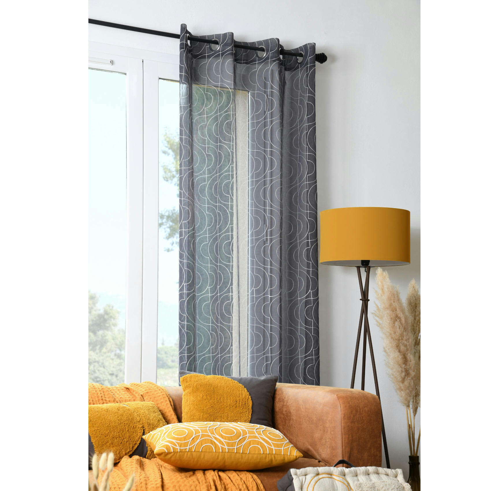 - Voilage  polyester Gris foncé 140 X 260