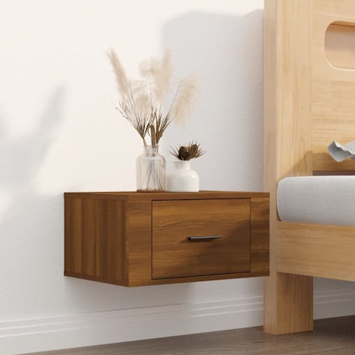 NNEVL Wall-mounted Bedside Cabinets 2 pcs Brown Oak 50x36x25 cm