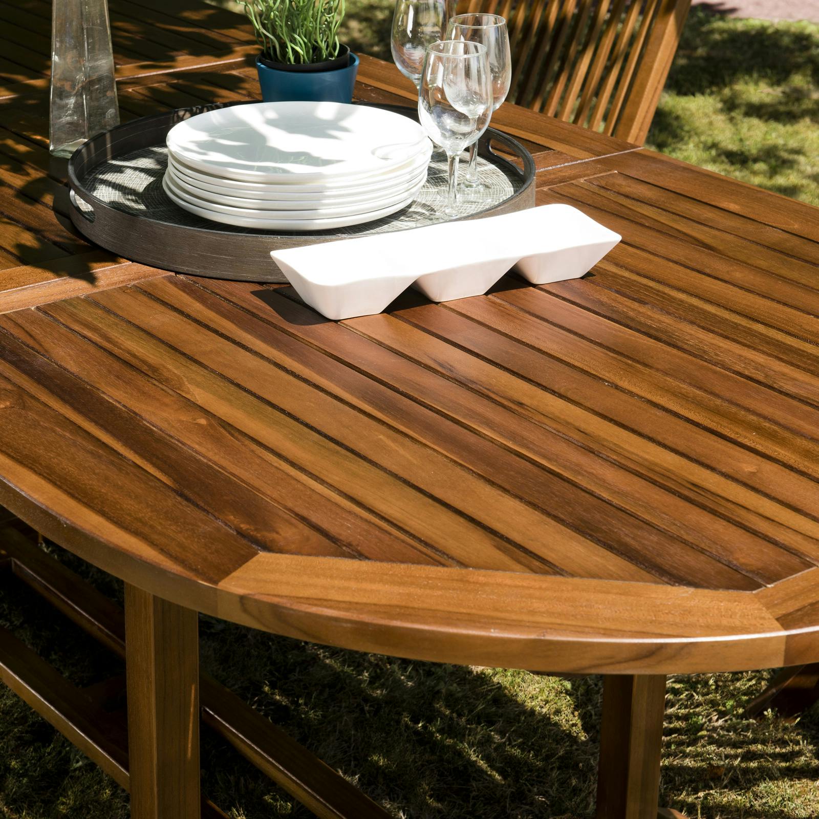Table de jardin extensible ovale en teck 180/240 MACAO