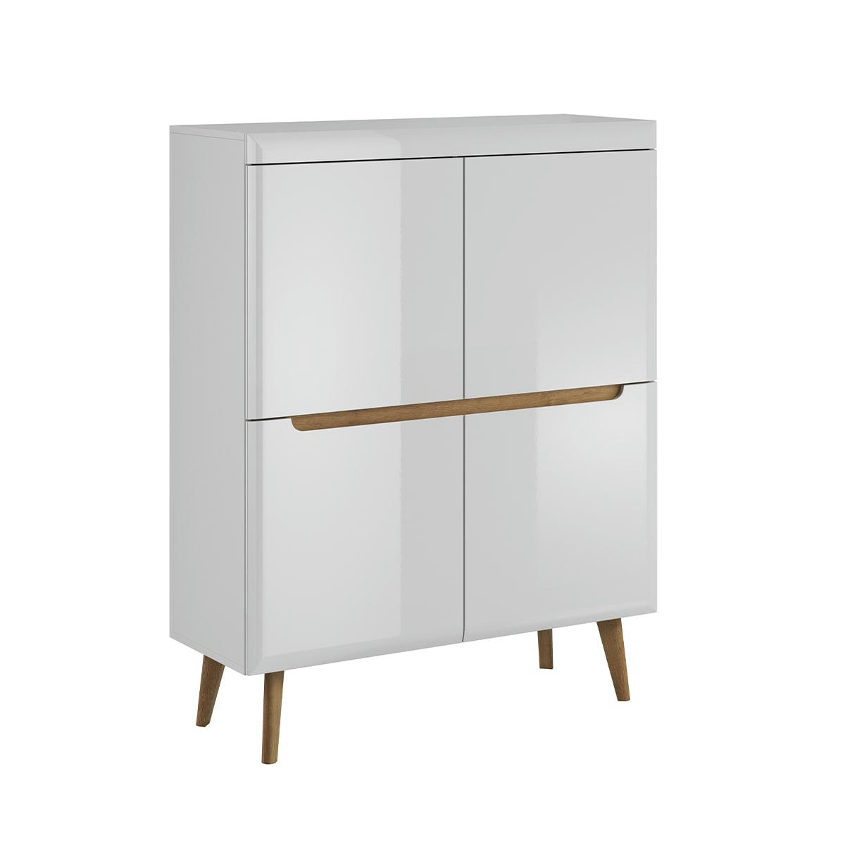 - Buffet haut 4 portes blanc et naturel