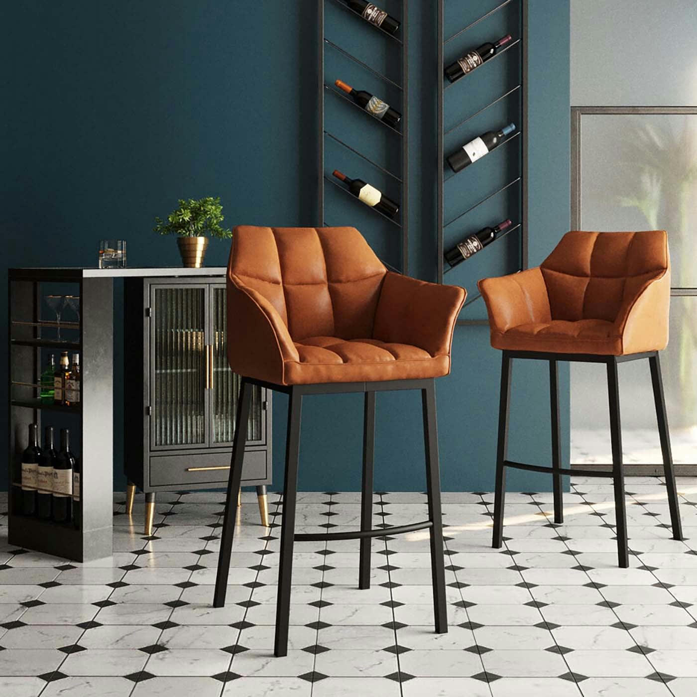 THINKTANK - Tabouret de bar marron et acier