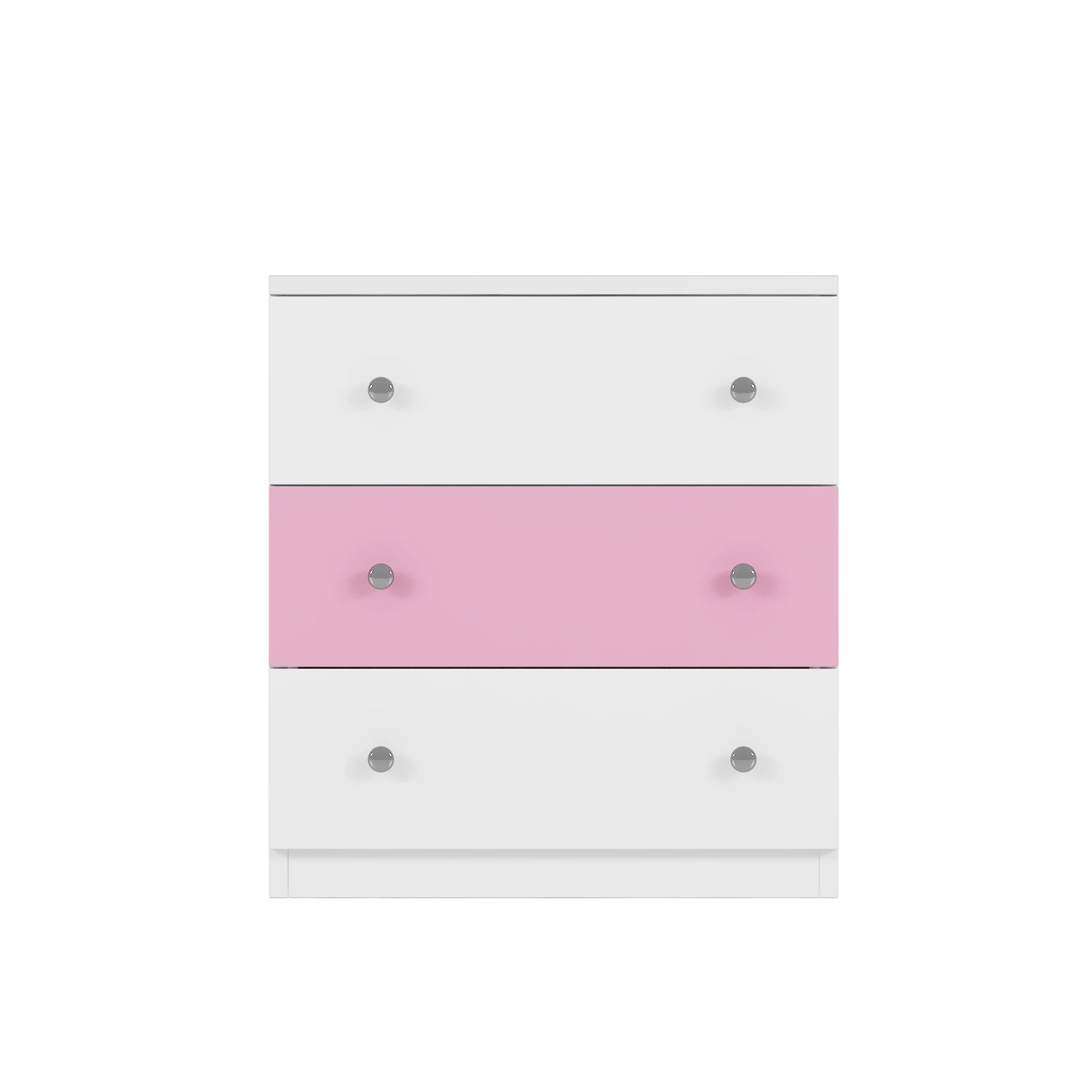 3-Drawer Wooden Nightstand With Colorblock Design And Metal Handle