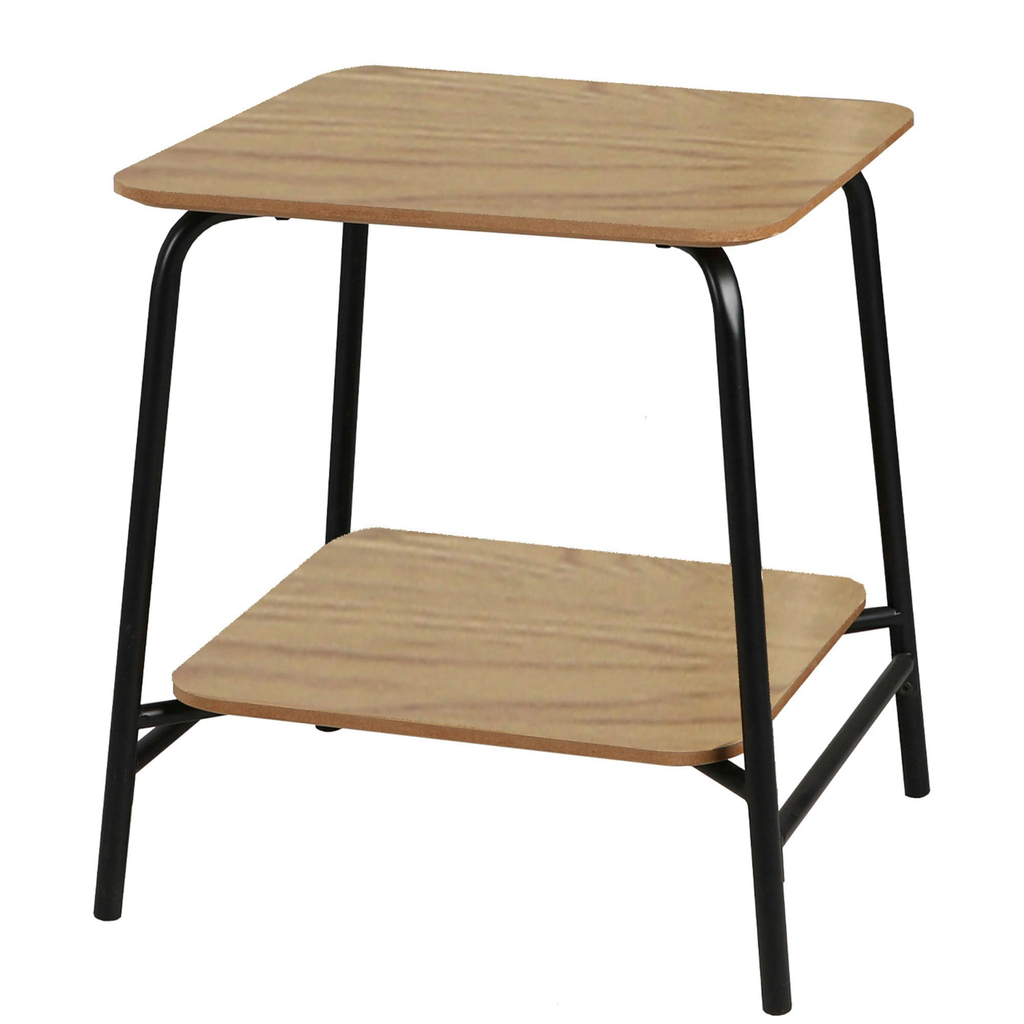 - Table d'appoint bout de canapé bois et métal noir - 45x45x51cm
