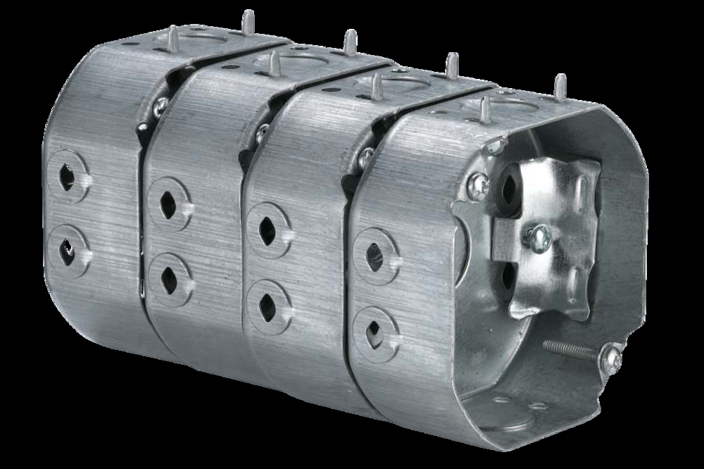 Hubbell 54151LVP4 Octagon Box with Side Bracket, Raised Ground Screw, Cable Pryouts, 4-in, 15 Cubic Inches, 4pk