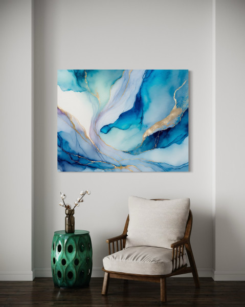 Feeby Obraz na płótnie, Abstrakcyjna Akwarela Niebieska 60x40