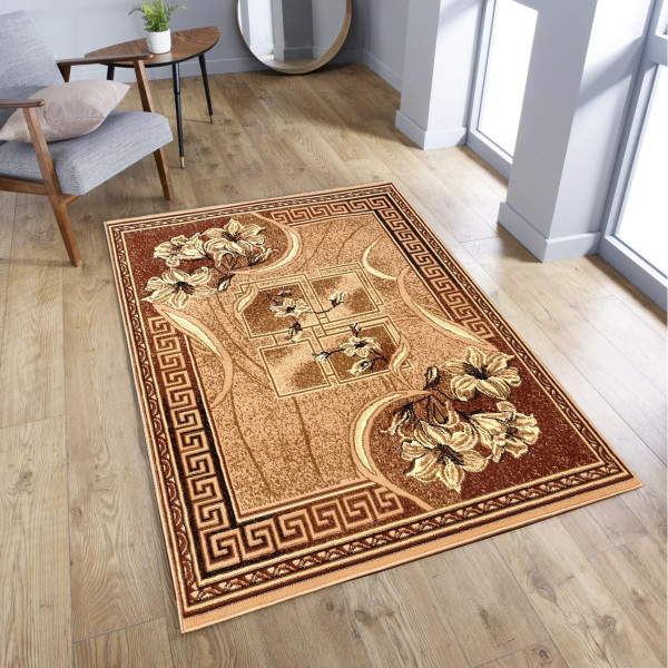 Dywan klasyczny beżowy do salonu pokoju 5094 - 50x90 cm - modny solidny