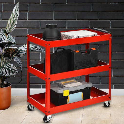 SOGA 2-Pack 3-Tier Red Tool Storage Carts