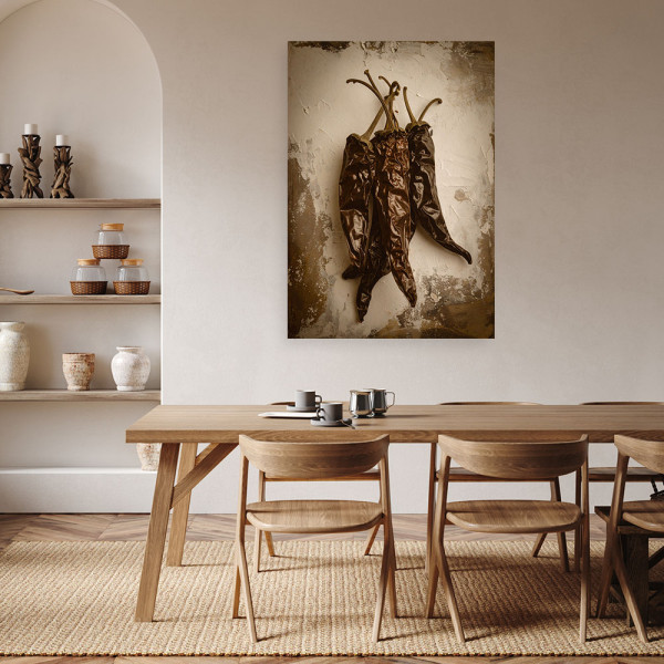 Obraz do kuchni jadalni restauracji, Suszone papryczki w stylu retro 20x30