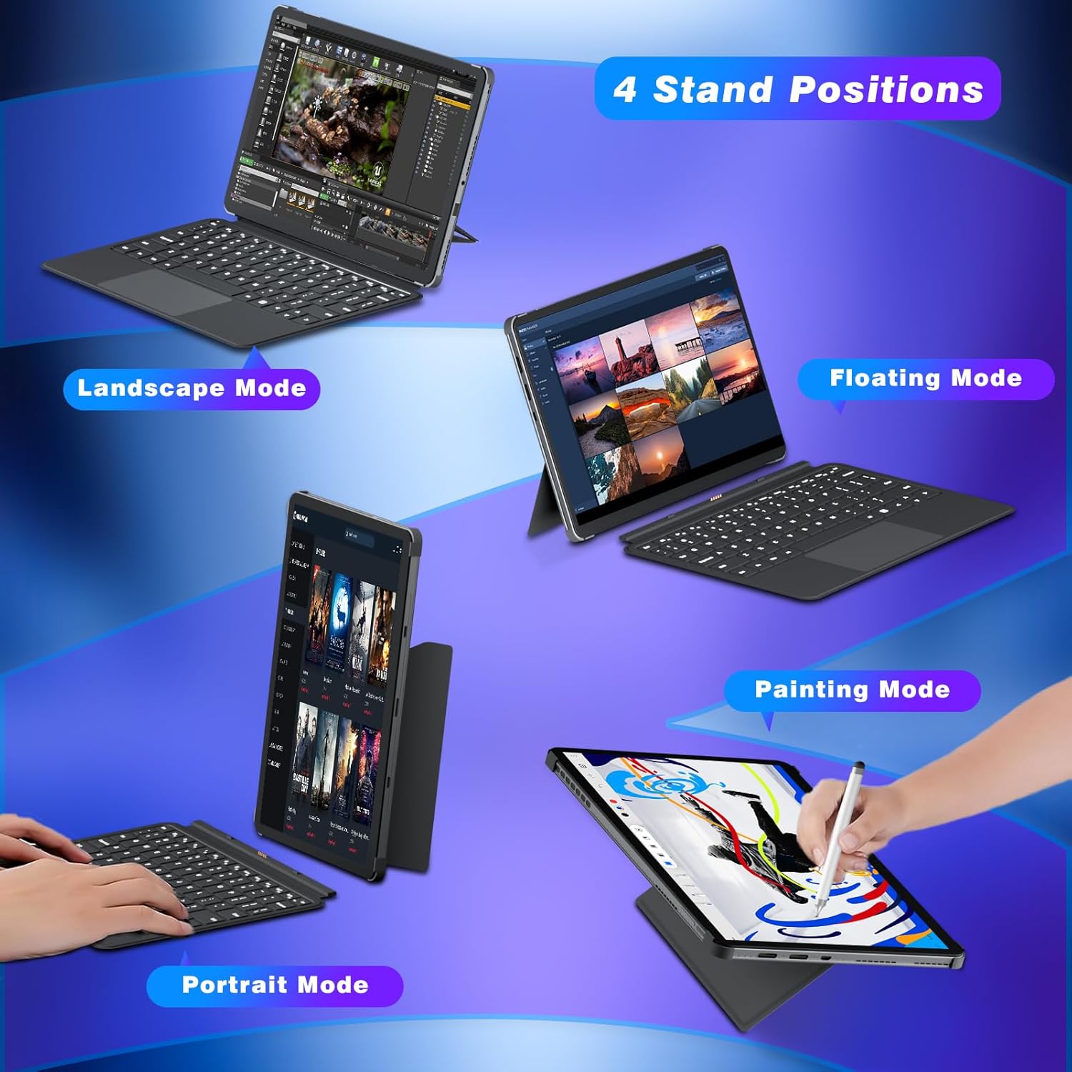 10.1 inch 2 in 1 Laptop 12 GB DDR3 256GB SSD  M3-8100Y Processor (up to 3.40GHz)  800 * 1280 Touch Display  Wifi5  Bluetooth 5.0  HDMI*1  Type C Full Function  Backlit Keyboard  Win11 Laptop