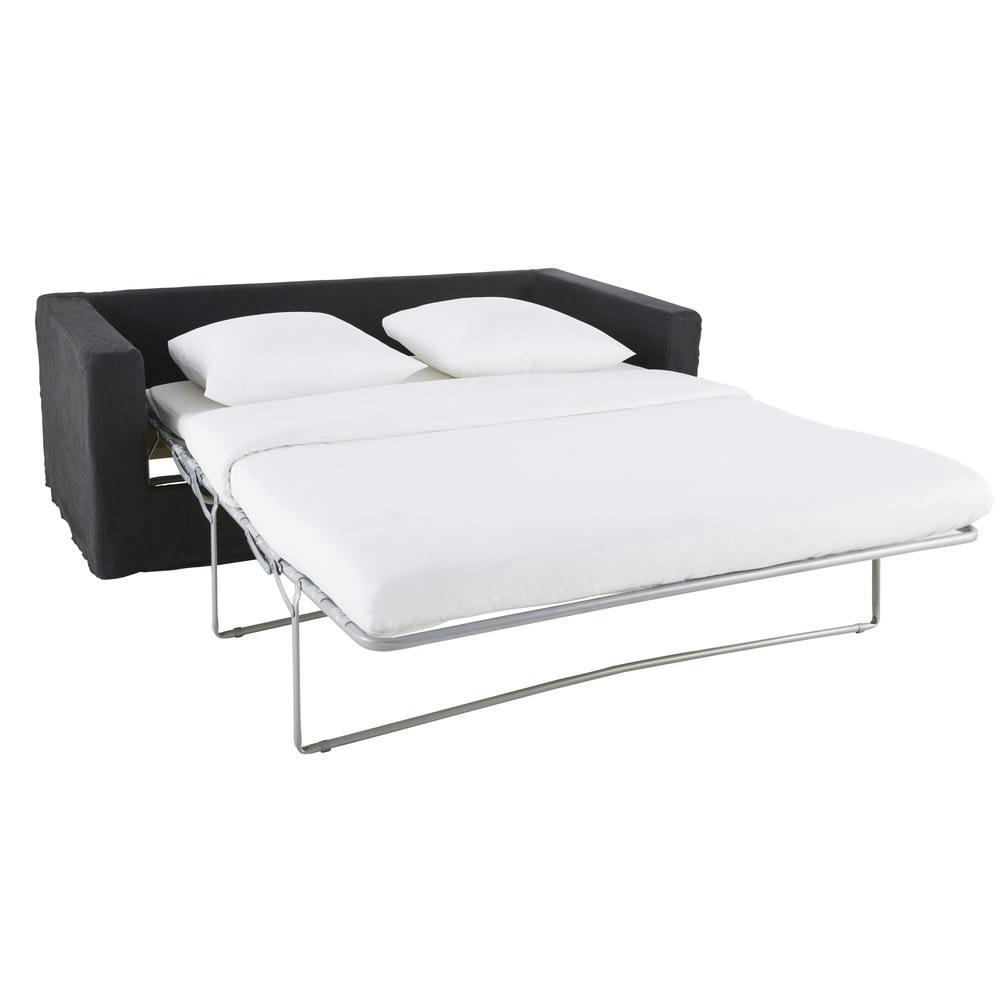 Célestin - Canapé convertible 3 places en lin lavé beige