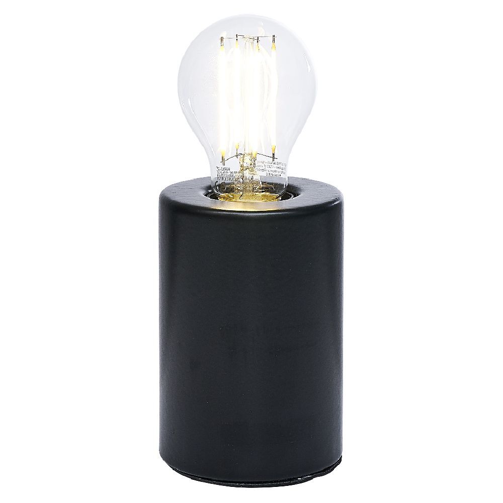 Lampe socle cylindre métal noir Ø8xH12cm